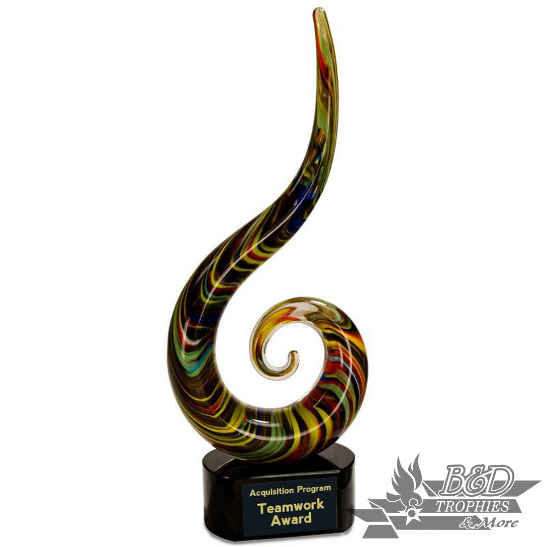 Color Swoop Art Glass Award - Multicolor