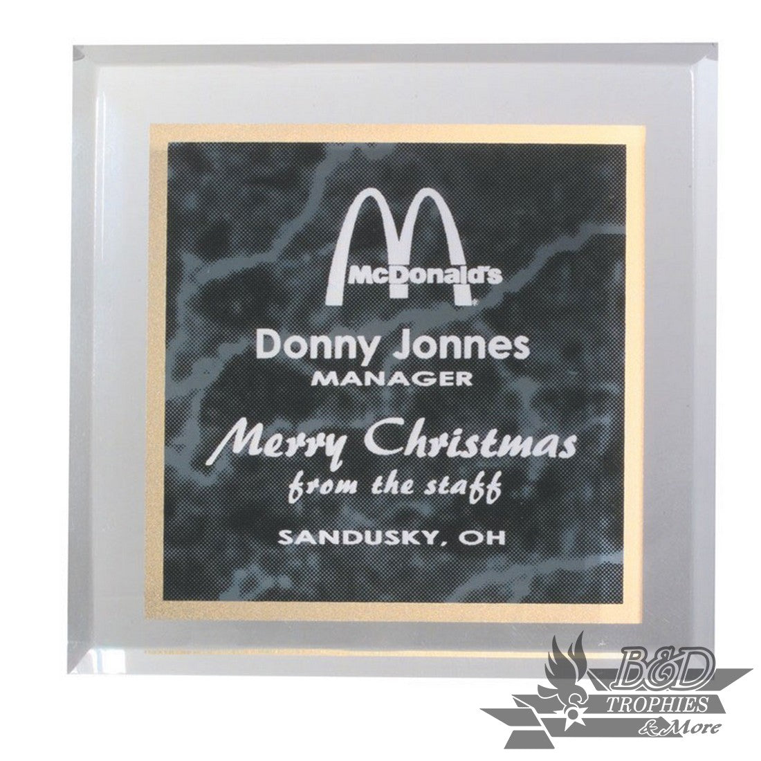 Acrylic Paperweight Award - Black Marbleized
