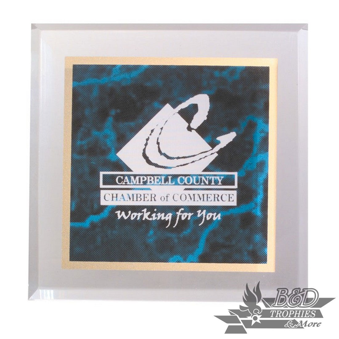 Acrylic Paperweight Award - Blue Marbleized