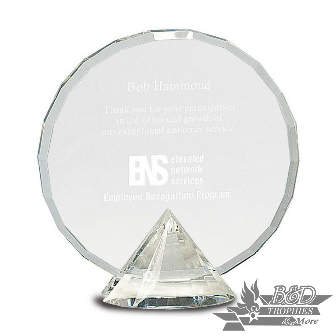Clear Round Crystal Award on Clear Diamond Base