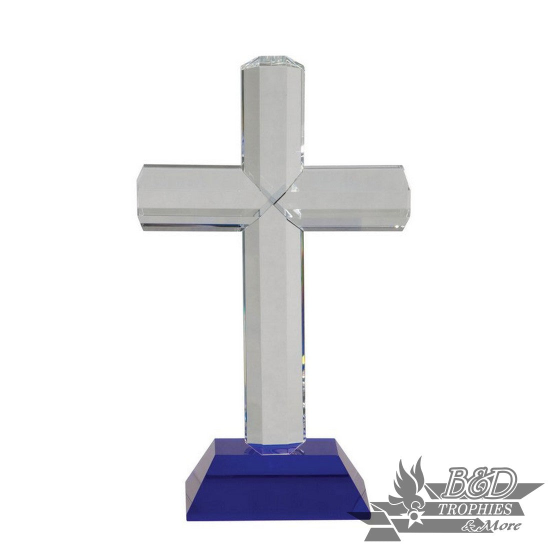 Crystal Cross Award on Blue Crystal Base