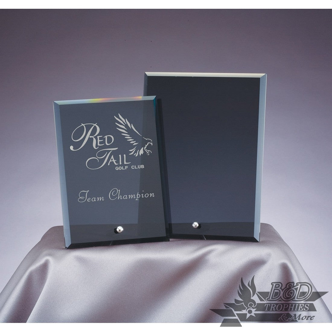 Bevel Edge Glass Standing Plaque Award - Smoked