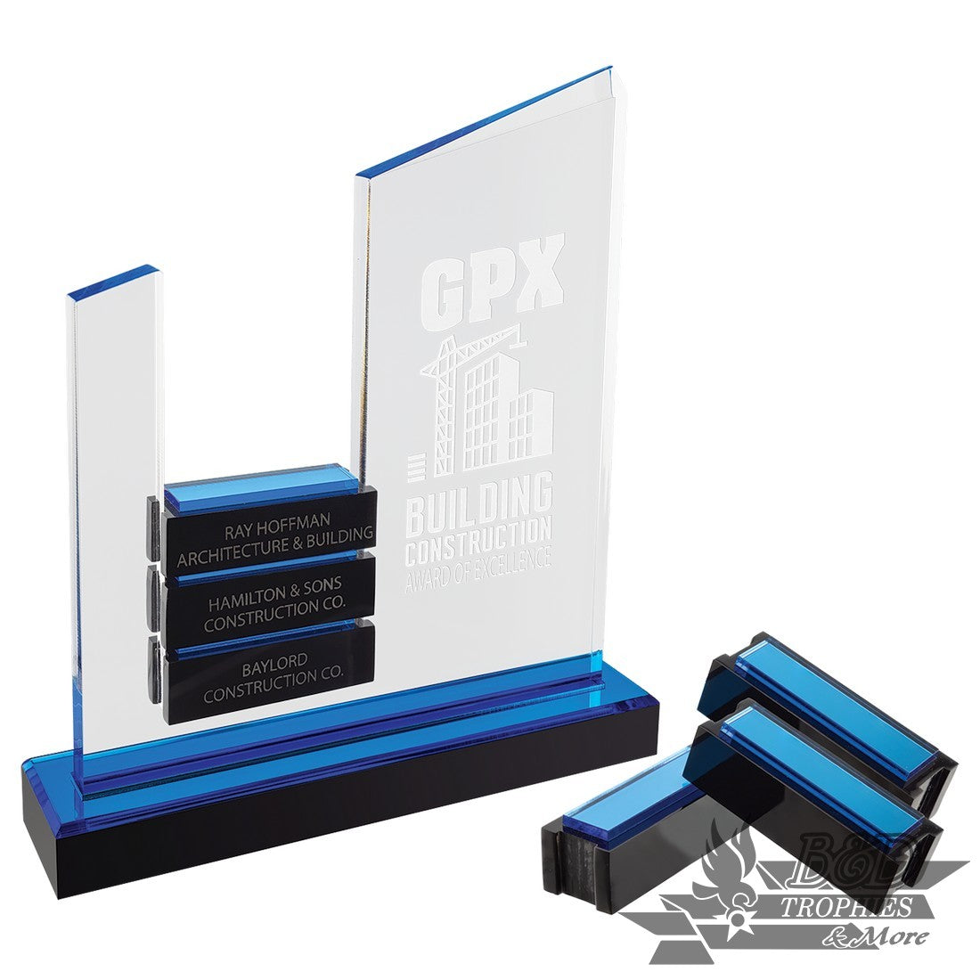 Blue Peak Slant Perpetual Impress Acrylic Award with 6 Blocks