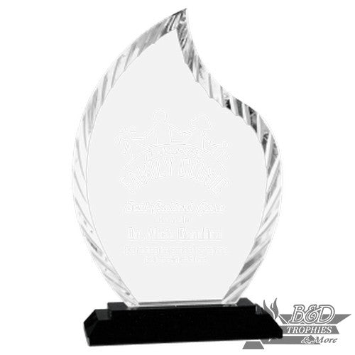 Clear Flame Accent Glass on Black Base