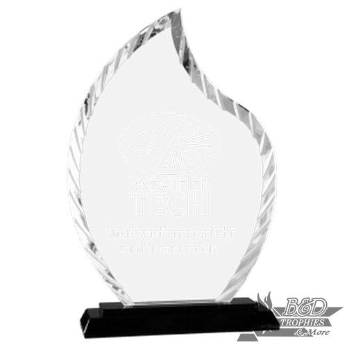 Clear Flame Accent Glass on Black Base