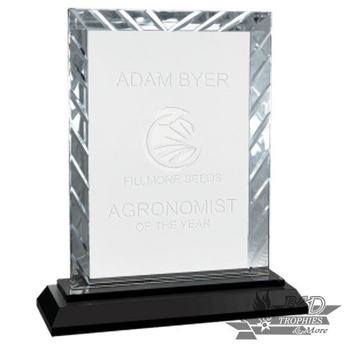 Clear Rectangle Glass on Black Base