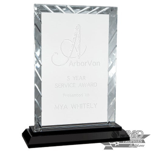 Clear Rectangle Glass on Black Base