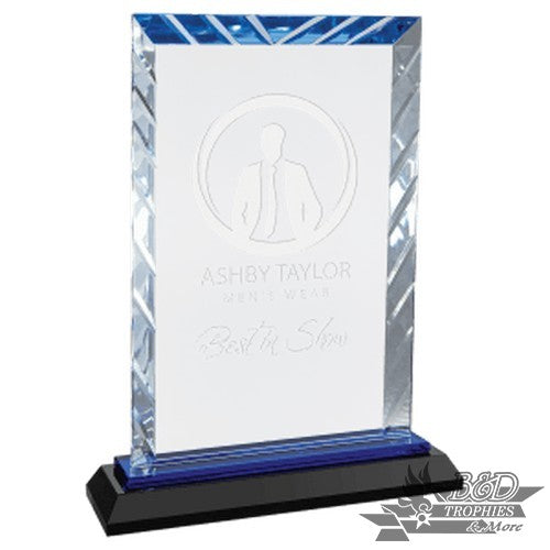Blue Rectangle Glass on Black Base