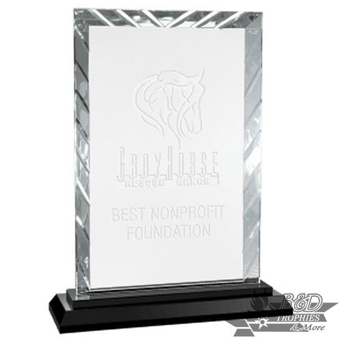 Clear Rectangle Glass on Black Base