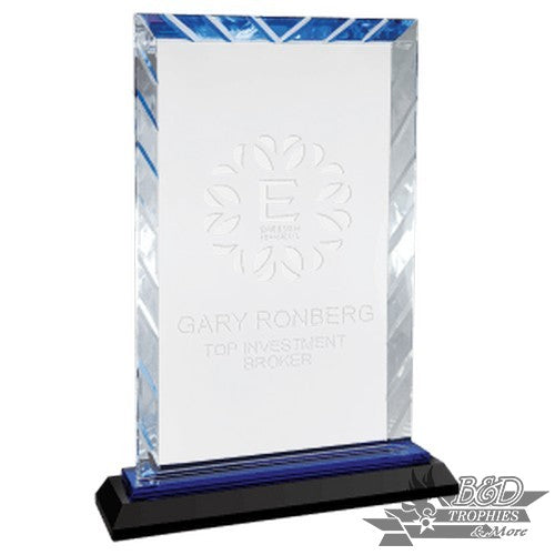 Blue Rectangle Glass on Black Base