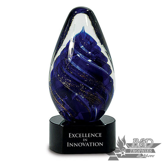 Blue Tear Drop Art Glass Award