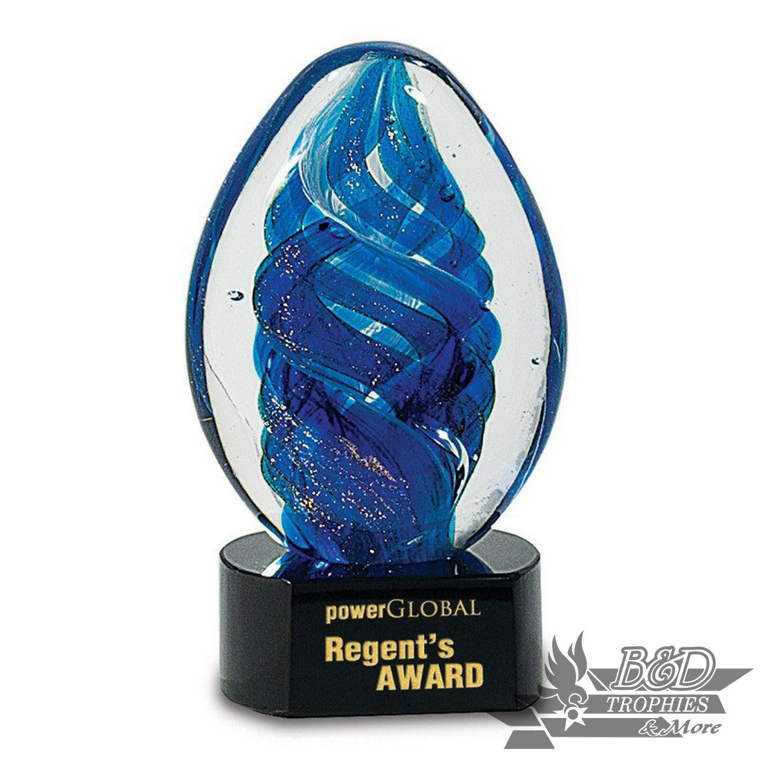 Blue Oval Swirl Art Glass Award