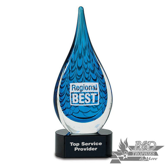 Blue Rain Drop Art Glass Award