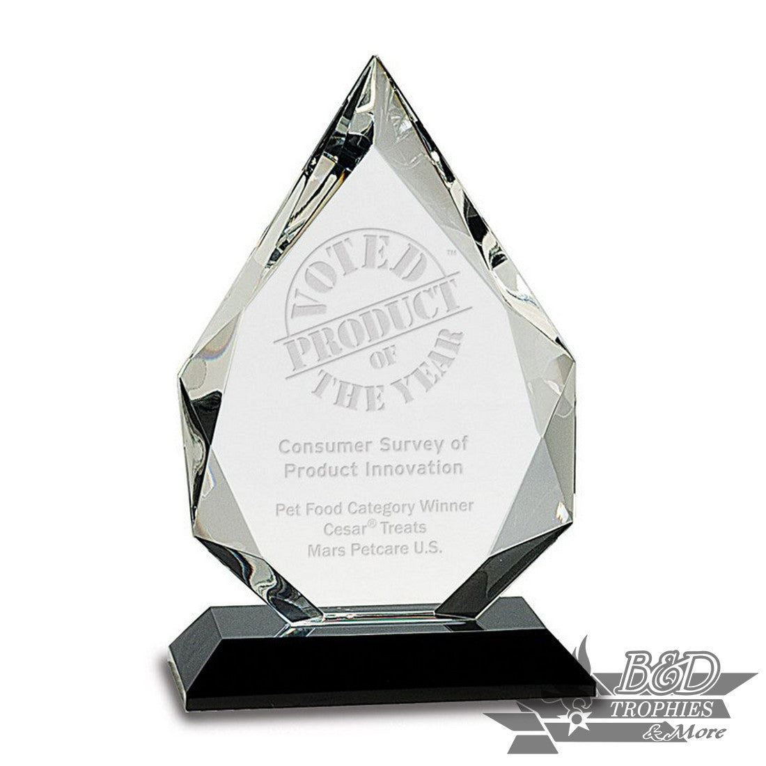 Diamond Crystal Award on Black Pedestal Base