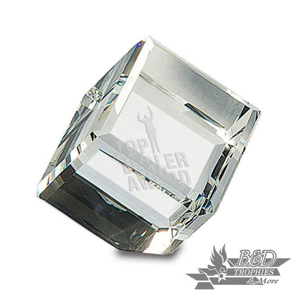 Crystal Cube Award - 3 1/2"(H)) x 2 1/2"(W)