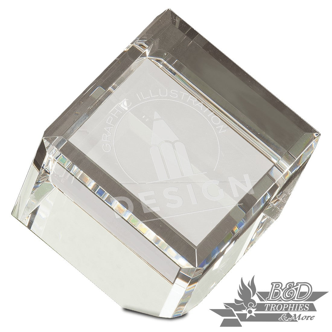Crystal Cube Award - 5"(H) x 3 1/2"(W)