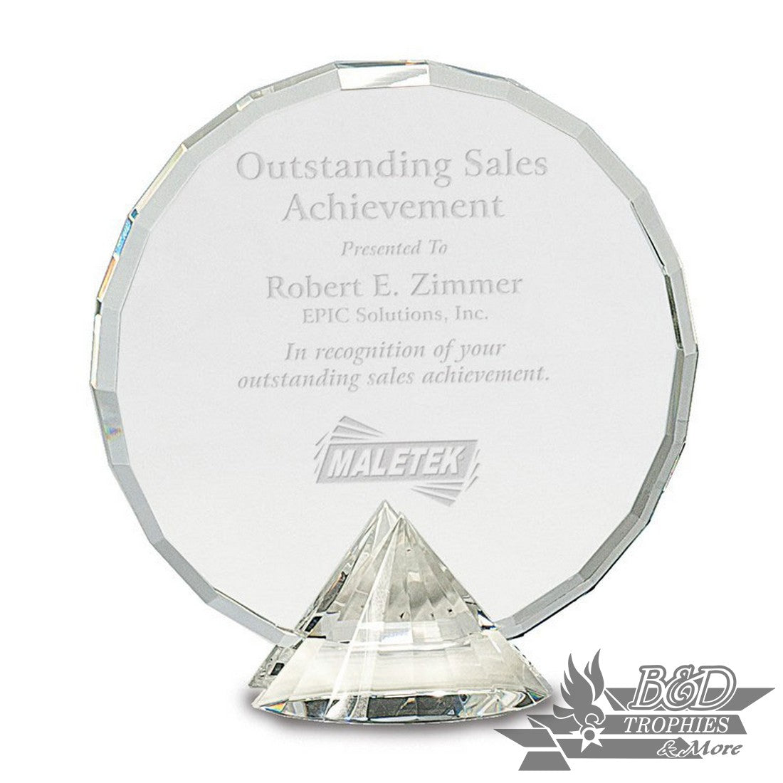 Clear Round Crystal Award on Clear Diamond Base