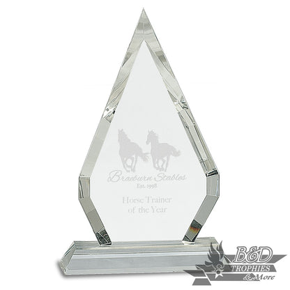 Crystal Diamond Award on Clear Pedestal Base