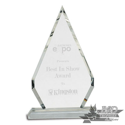 Crystal Diamond Award on Clear Pedestal Base
