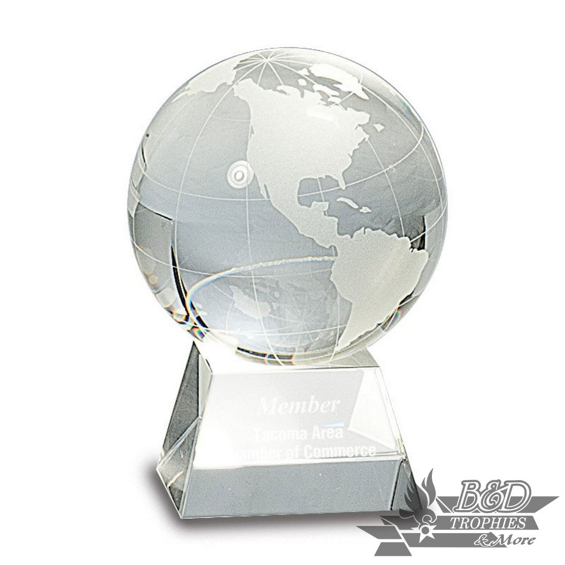 Crystal Globe Award on Clear Base