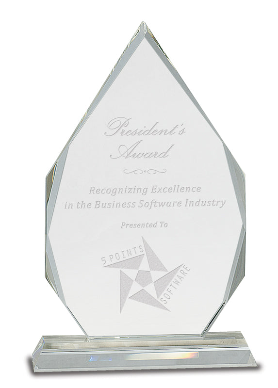 Diamond Crystal Award on Clear Pedestal Base