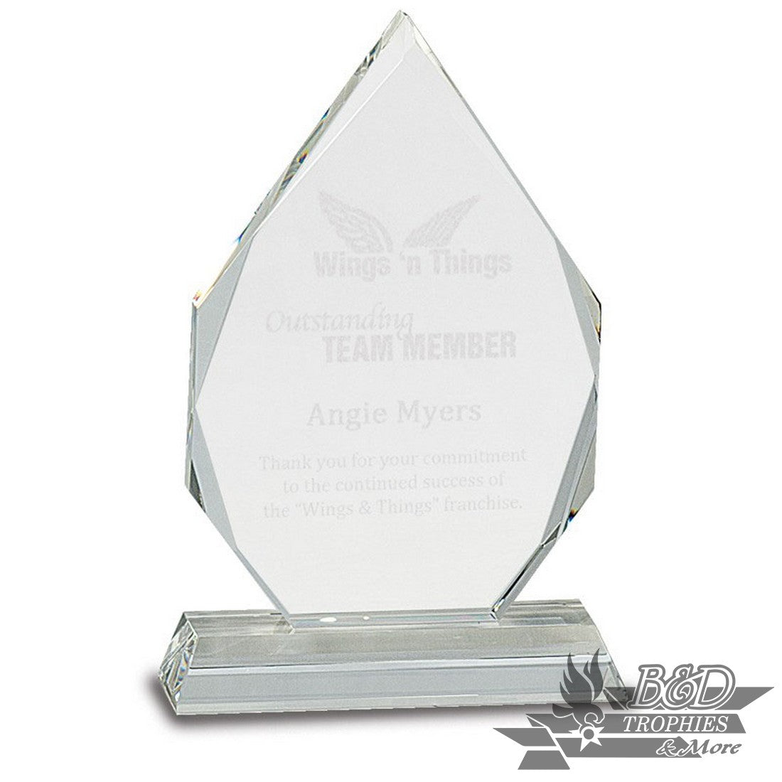 Diamond Crystal Award on Clear Pedestal Base