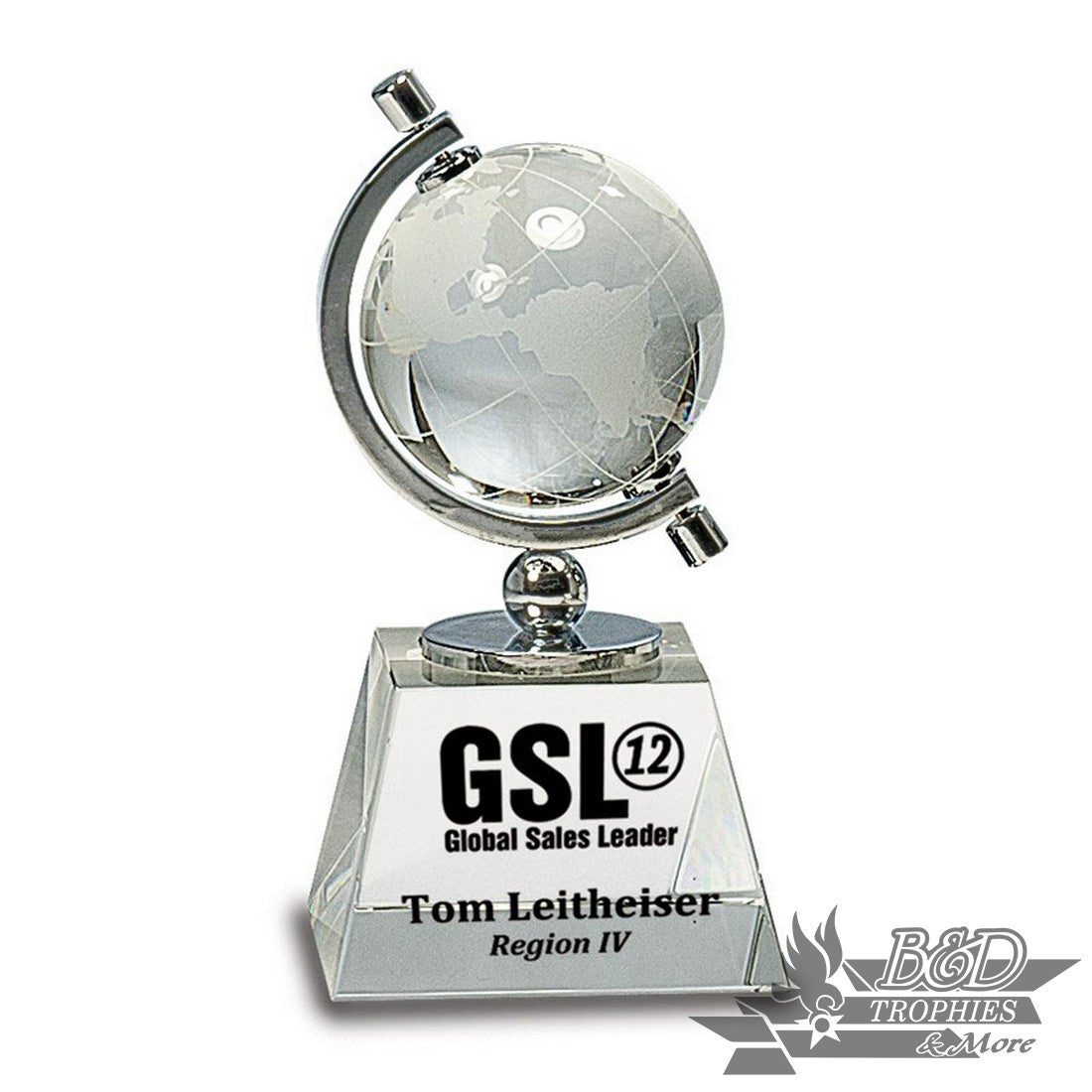 Crystal Spinning Globe Award on Clear Base