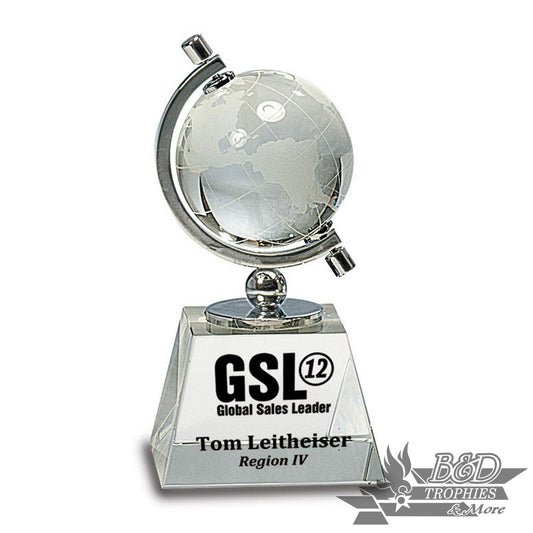 Crystal Spinning Globe Award on Clear Base
