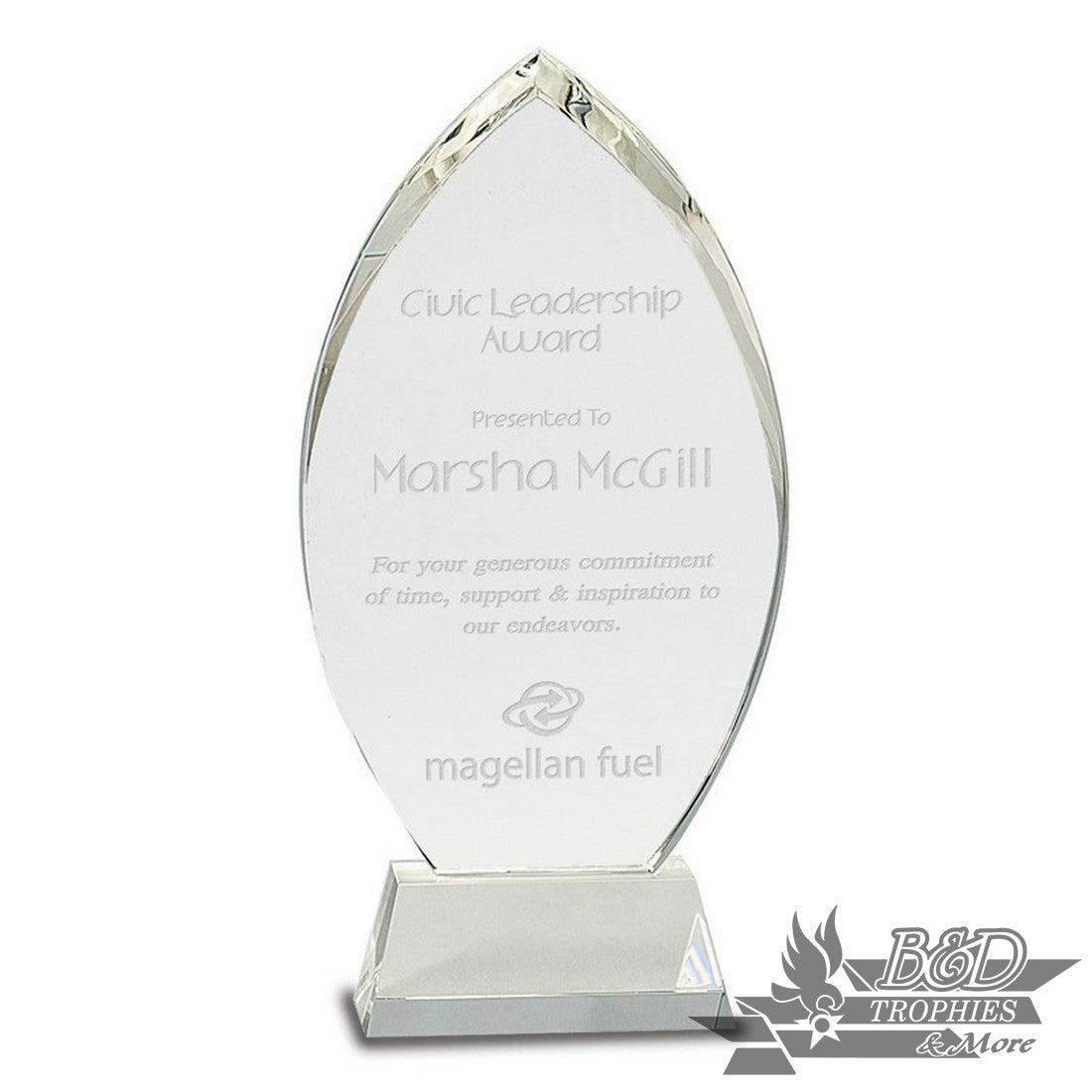 Clear Crystal Oval Award on Clear Pedestal Base