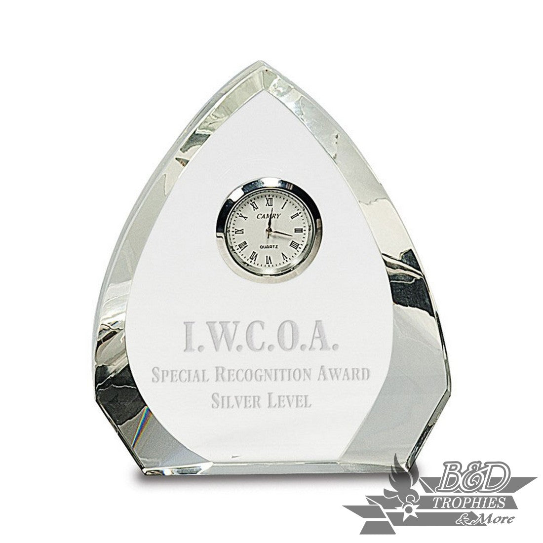 Clear Crystal Arch Award with Clock