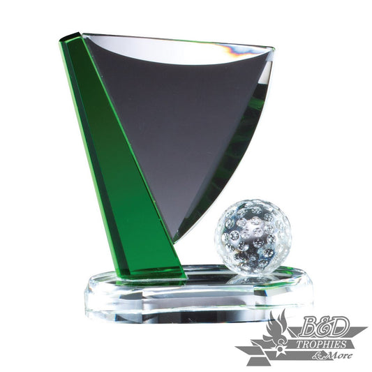 Crystal Golf Ball and Flag Award on Clear Base
