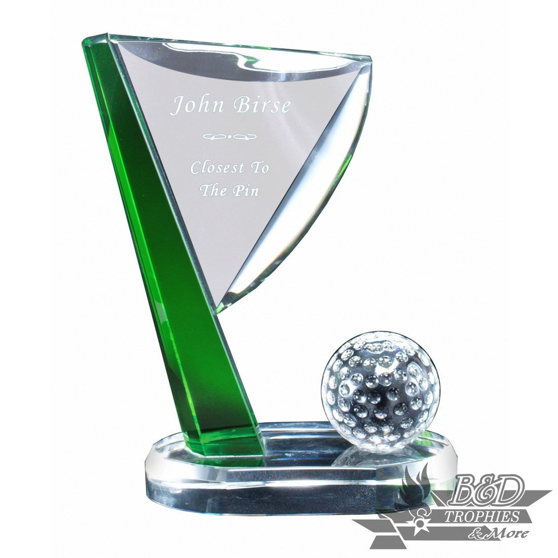 Crystal Golf Ball and Flag Award on Clear Base