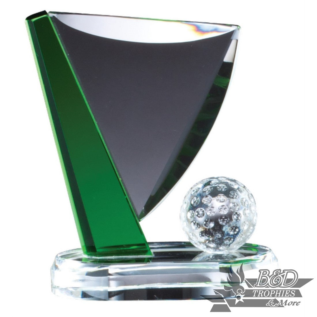 Crystal Golf Ball and Flag Award on Clear Base