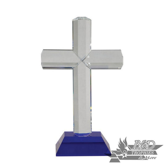 Crystal Cross Award on Blue Crystal Base
