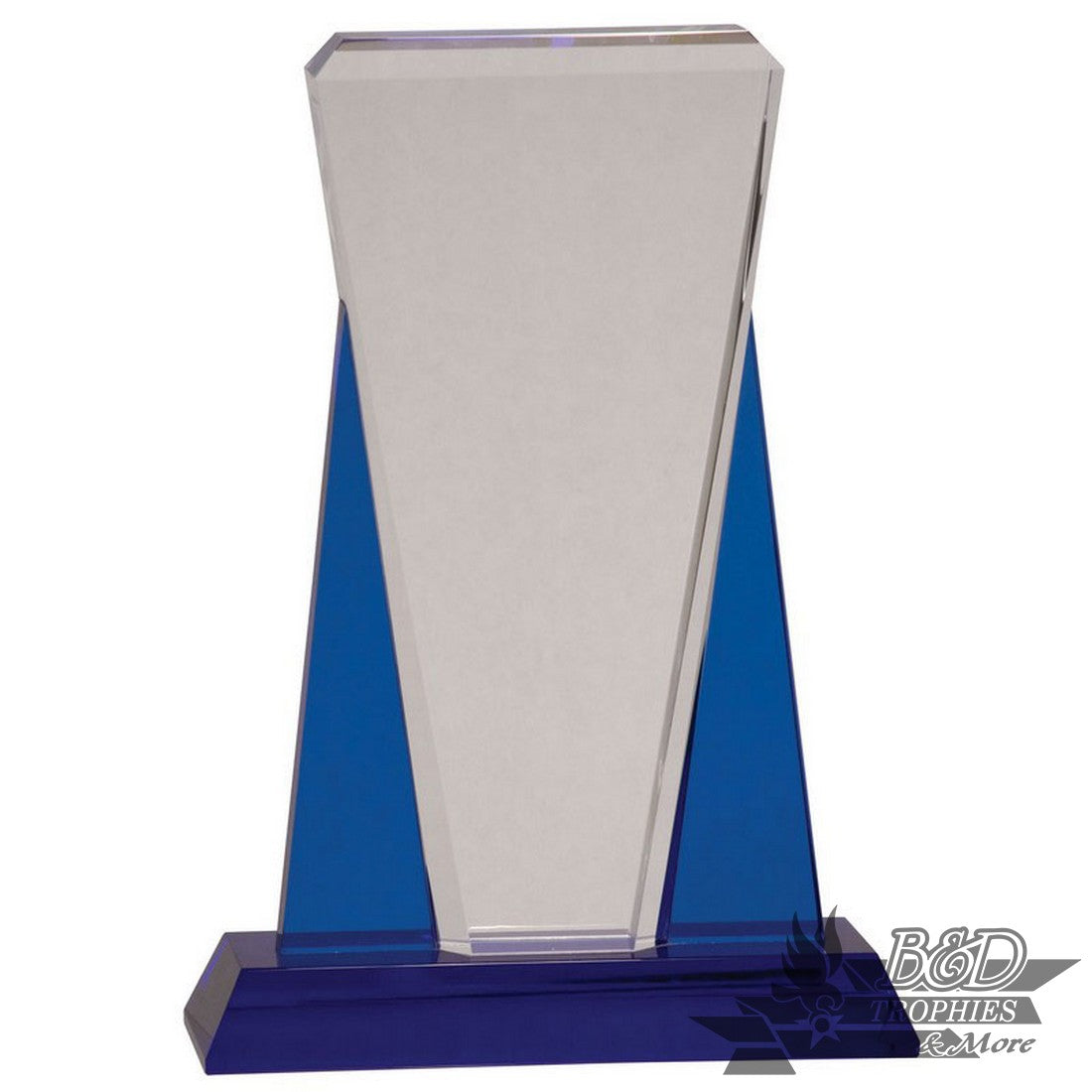 Blue and Clear Wedge Crystal on Blue Pedestal Base