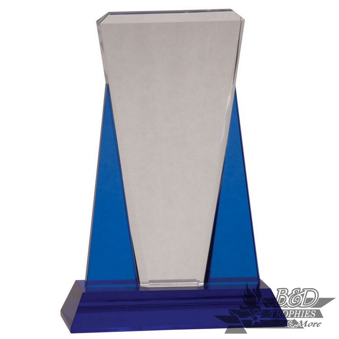 Blue and Clear Wedge Crystal on Blue Pedestal Base
