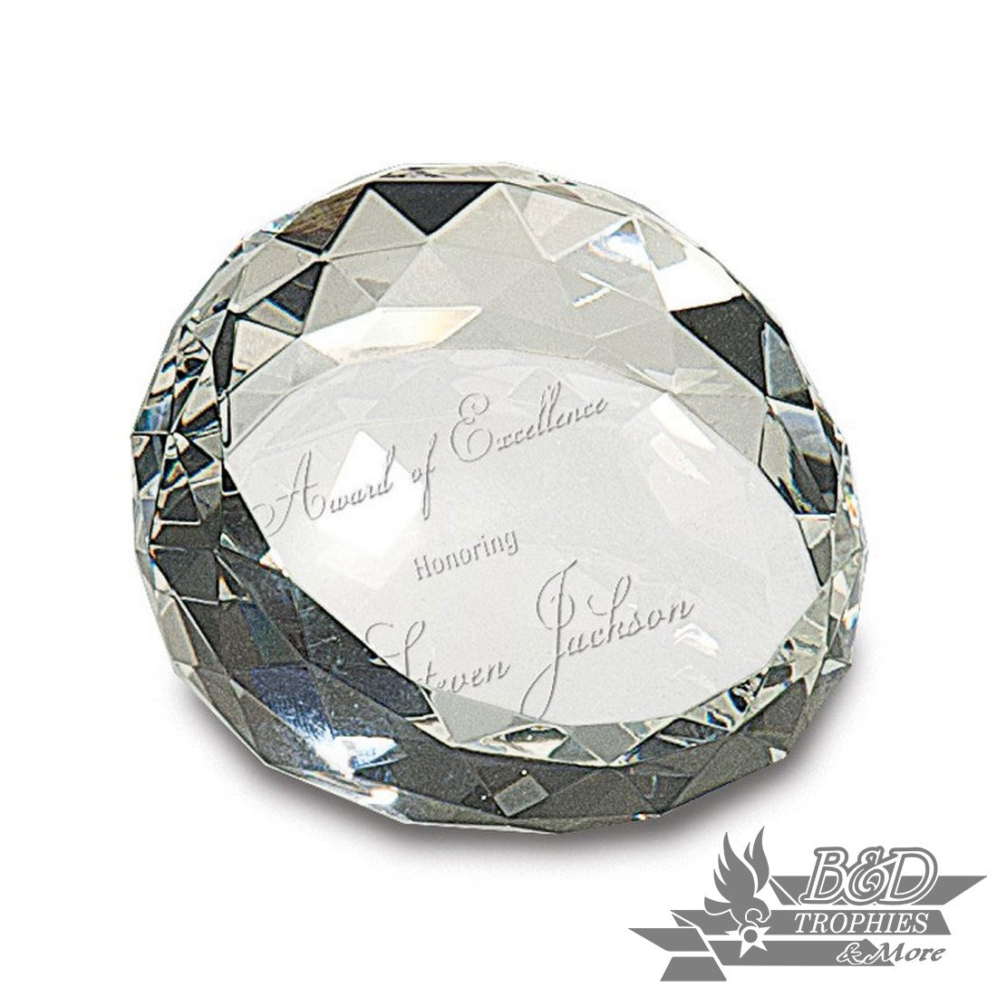 Clear Round Crystal Facet Paperweight Award