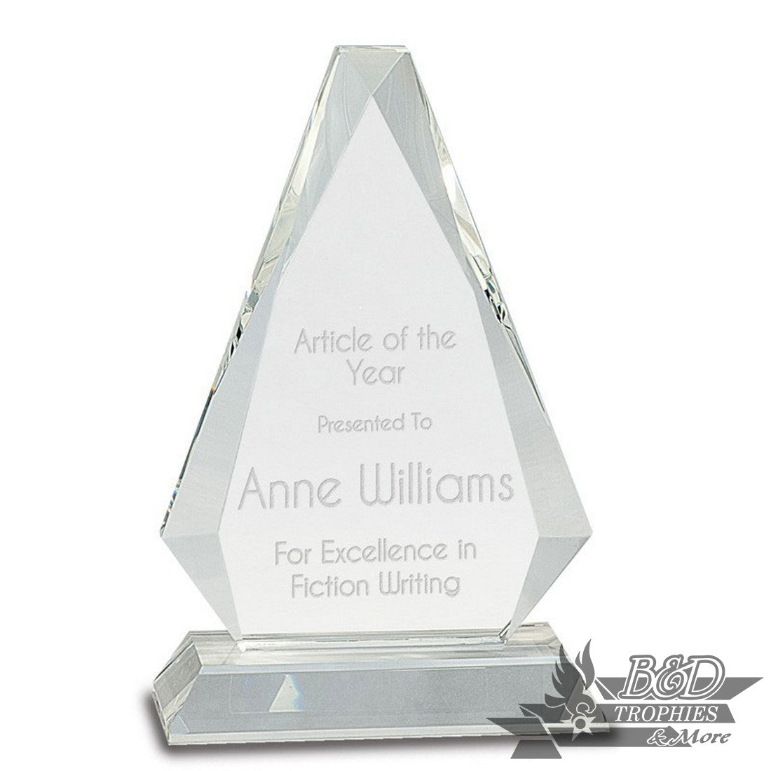 Clear Crystal Triangle Award on Clear Pedestal Base