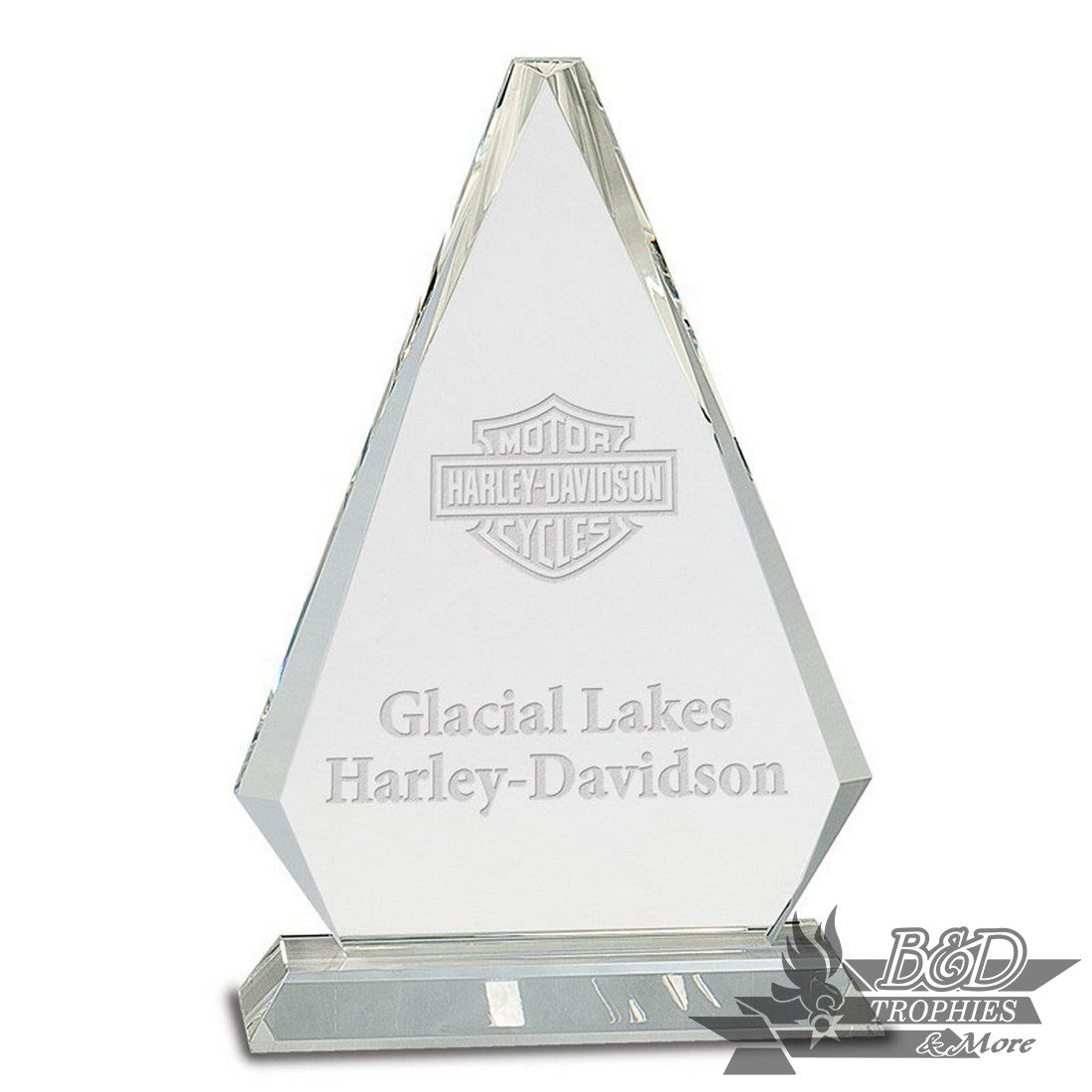 Clear Crystal Triangle Award on Clear Pedestal Base
