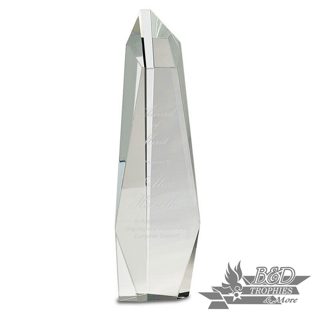Clear Crystal Facet Slant-Top Tower Award