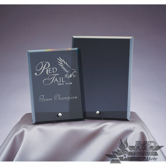 Bevel Edge Glass Standing Plaque Award - Smoked