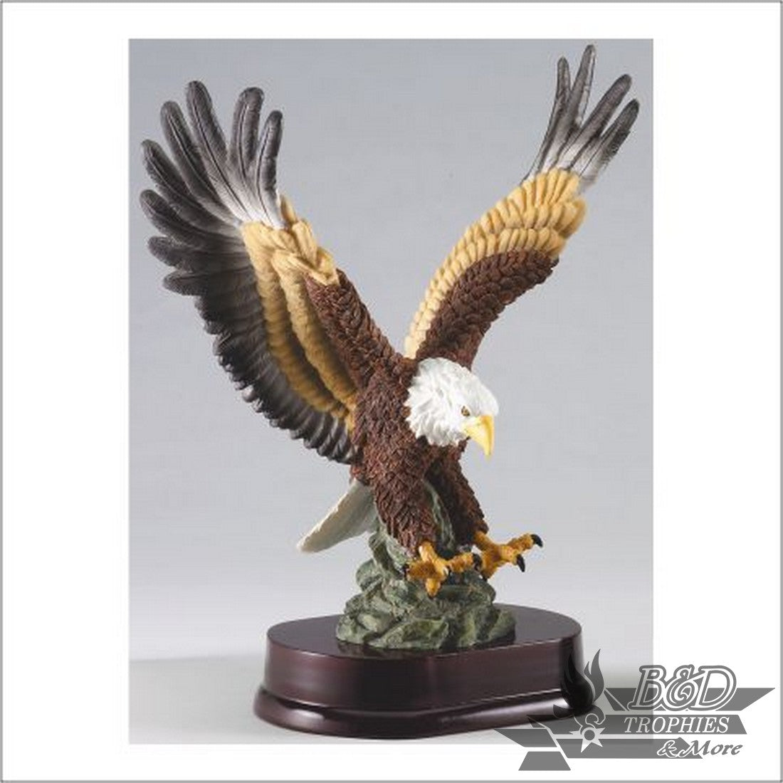 Full Color Eagle in Flight on Wood Base