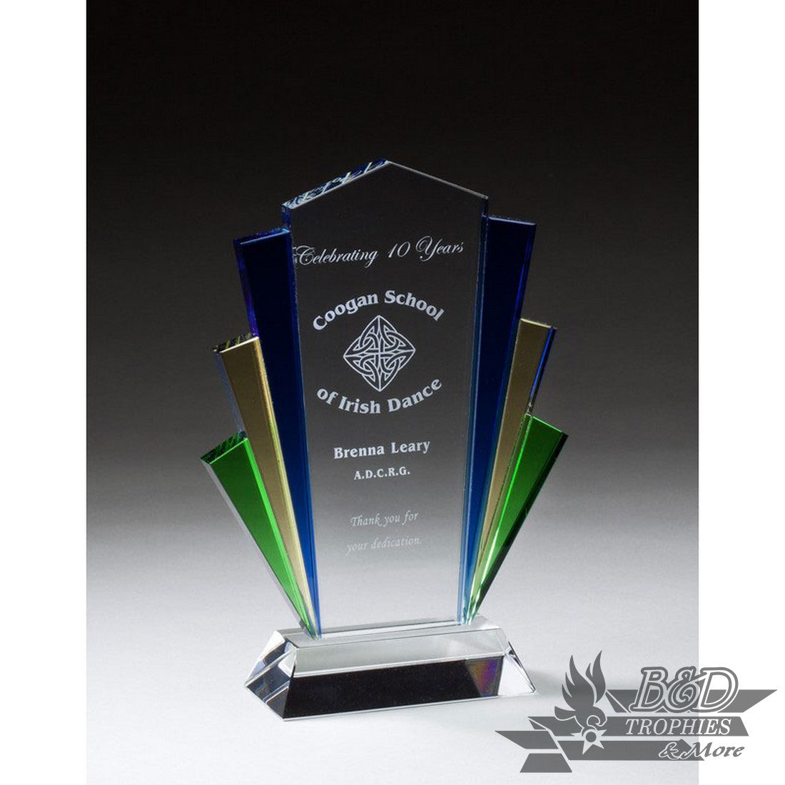 3 Color Glass Marquee Award on Clear Base