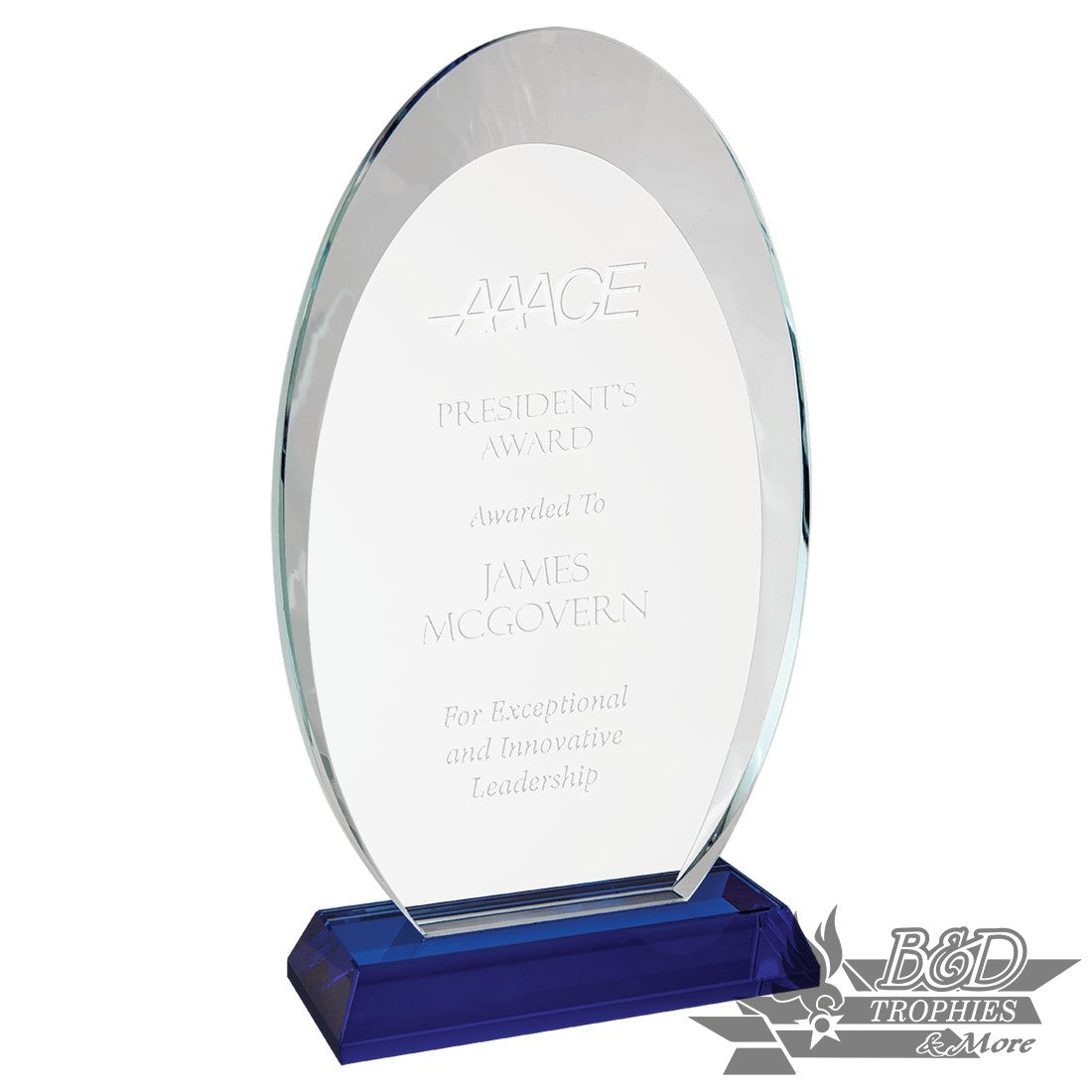 Oval Halo Glass with Blue Base