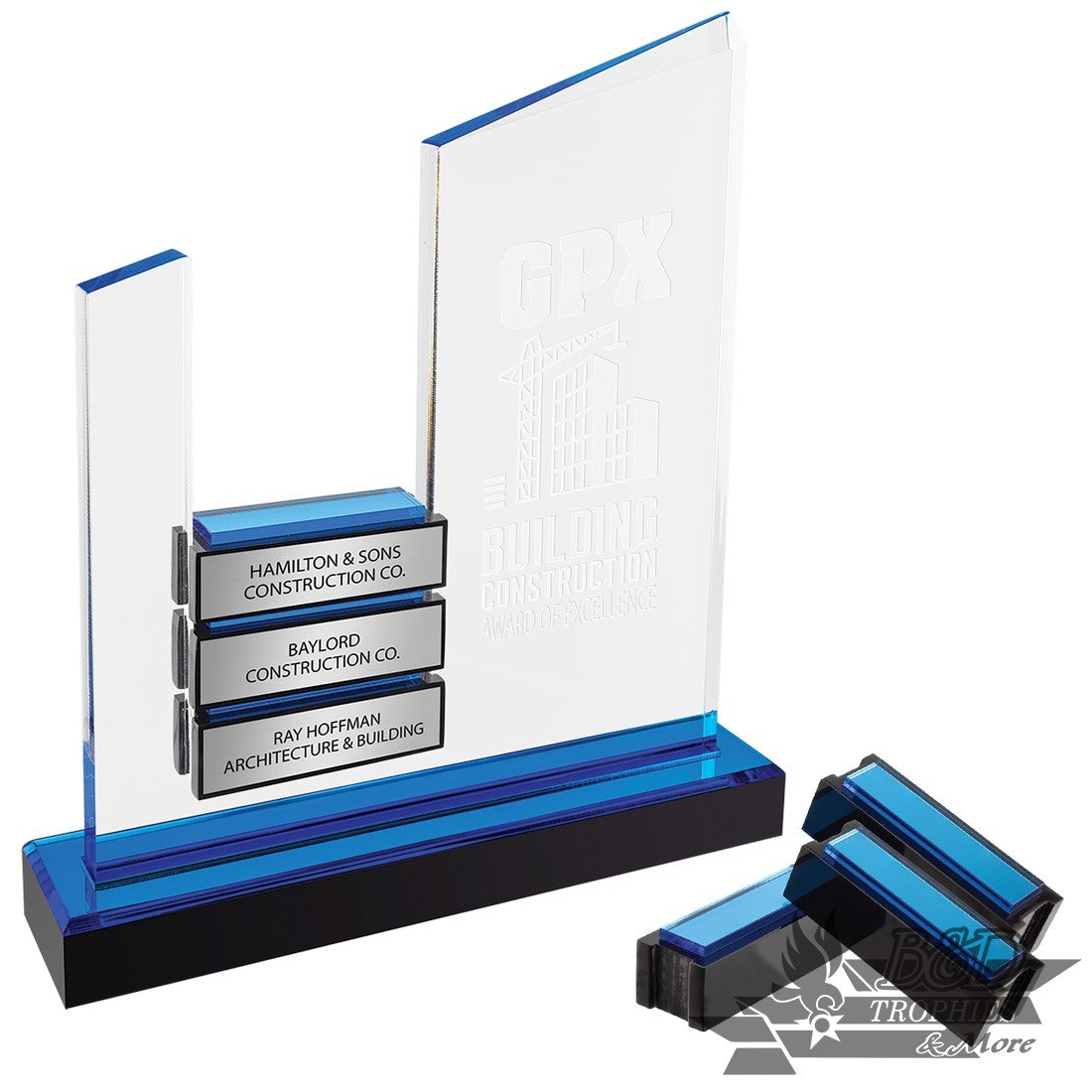 Blue Peak Slant Perpetual Impress Acrylic Award with 6 Blocks
