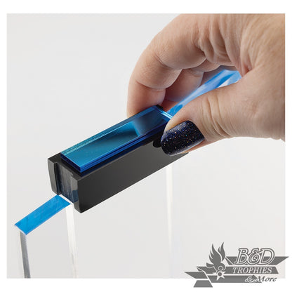 Blue Peak Slant Perpetual Impress Acrylic Award with 6 Blocks
