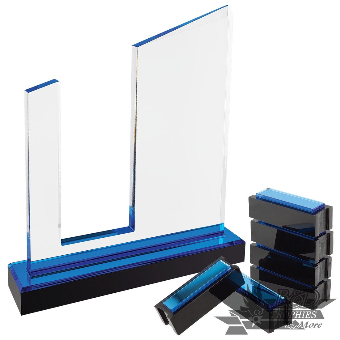 Blue Peak Slant Perpetual Impress Acrylic Award with 6 Blocks