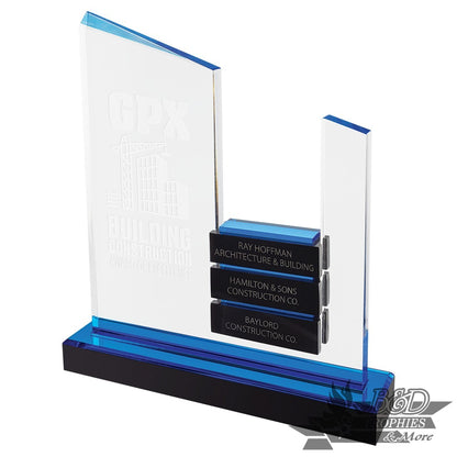 Blue Peak Slant Perpetual Impress Acrylic Award with 6 Blocks