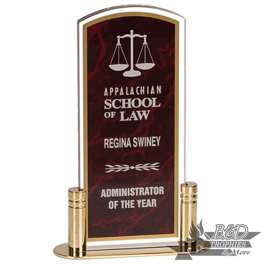 Pop-In Acrylic Award - Arch Red Marble