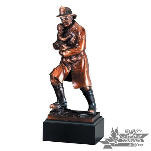 Bronzed Fireman with Child